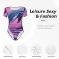 thumbnail image 4 of Fotbe Hawaiian Beach Dolphin Body de Mujer con Cuello Redondo y Mangas Cortas, Sin Mangas Ajustado, Suave, Cómodo y Básico-Small, 4 of 7