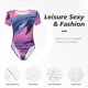 thumbnail image 4 of Fotbe Hawaiian Beach Dolphin Body de Mujer con Cuello Redondo y Mangas Cortas, Sin Mangas Ajustado, Suave, Cómodo y Básico-X-Large, 4 of 7