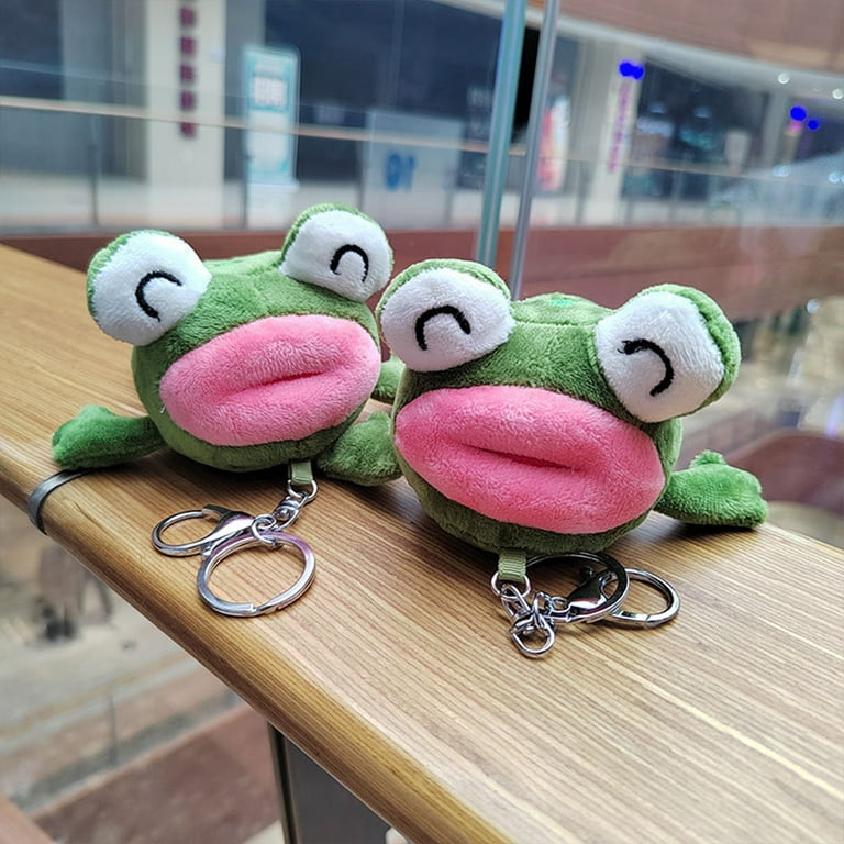 Adorable 10cm Frog Keychain with Sausage Mouth Soft Plushie Backpack  Ornament and Fun Birthday Gift