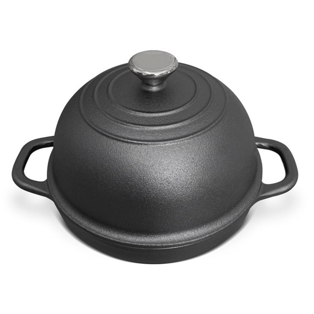 Utensilios Frito Esmaltado 24 Cm Con Tapa en Forma Domo para Pan Casero