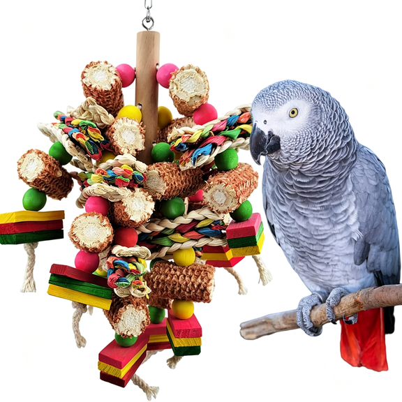 BESTSKY Bird Toys,Parrot Toys,Bird Toys Made of Natural Multi-Colored Wooden Blocks for African Grey Parrots Parrots,Small and Medium-Sized Birds to Exercise Beak Strength