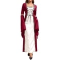 thumbnail image 4 of UPPADA Medieval Corset Dress Women Lace Up Ren Fair Dress Retro Peasant Victorian Ball Gown Halloween Costume Red,XXL, 4 of 8