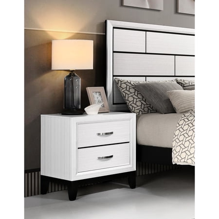 2 Drawer Bedroom Nightstand In White - Modern Contemporary Appeal Chest Storage