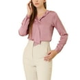thumbnail image 5 of INSPIRE CHIC Women's Tie Neck Long Sleeve Elegant Button Cuff Office Shirt XS Dusty Pink, 5 of 8