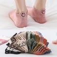 thumbnail image 2 of Calcetines de primavera y otoño con personalidad japonesa y coreana, bordado en el talón, cara sonriente, calcetines para amantes, calcetines de algodón de color sólido, 2 of 5