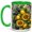 Green, variant on Stained Glass Lemon Coffee Mug, Sunflower Botanical Mug, Ceramic Cup