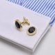 thumbnail image 2 of Gemelos de piedras preciosas negras de poliedro para hombre en caja de regalo Gemelos ovalados para hombre Gemelos para boda, camisa, fiesta, cumpleaños, aniversario, vestido, 2 of 4