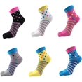 thumbnail image 1 of GHSDFBB Womens 6PCS Striped Dots Five Finger Toe Socks Cotton Crew Athletic Sock, 1 of 6