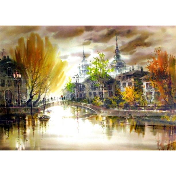 Taladro de pintura de diamante (DE1090) 5D DIY completo punto de cruz arco puente costura regalo 45x60cm FLhrweasw Nuevo