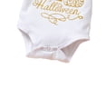 thumbnail image 3 of FOCUSNORM 3PCS Baby Girls Halloween Clothes Long Sleeve Pumpkin Face Romper Tutu Skirt Headband, 3 of 8