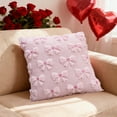 thumbnail image 6 of Valentines Day Soft Plush Love Bow Pillowcase, Faux Fur Wool Decorative Anniversary Pillow Cover for Sofa Home Decoration, 17.7x17.7in, 6 of 6
