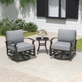 thumbnail image 6 of ALAULM 3 Pieces Patio Furniture Set, 2 Aluminum Outdoor Swivel Rocking Chairs with 5.1" Padded Removable Cushions & 1 Tempered Glass Coffee Table for Backyard Lawn Porch, Gray, 6 of 9