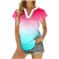 thumbnail image 1 of Camiseta de manga corta suelta con cuello en V estampada a la moda para mujer Pompotops hkajfhjk471134, 1 of 5