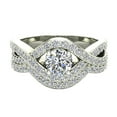 thumbnail image 4 of Diamond Engagement Rings for Women Round Brilliant Diamond Rings Criss Cross Intertwined 14K White Gold 1.10 Carat (G,I1), 4 of 5