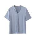 thumbnail image 1 of Timegard Plus Size Tops for Women Striped V-Neck Short Sleeve Shirts Summer Casual Loose Tops Basic Tee, 1 of 3