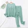 thumbnail image 5 of Besolor Women's Cute Pajamas 2 Piece Outfits Casual Soft Lace Ruffle Long Sleeve Tops and Pants Set Sleepwear Pjs, 5 of 9