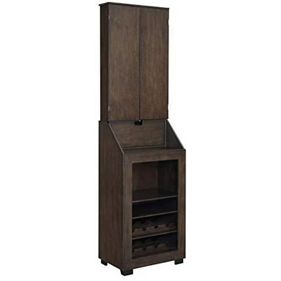 Dartboard Cabinet with Wine Rack & Storage - Game Room Cabinet, Walnut Finish, 23"L x 85"W x 13"H