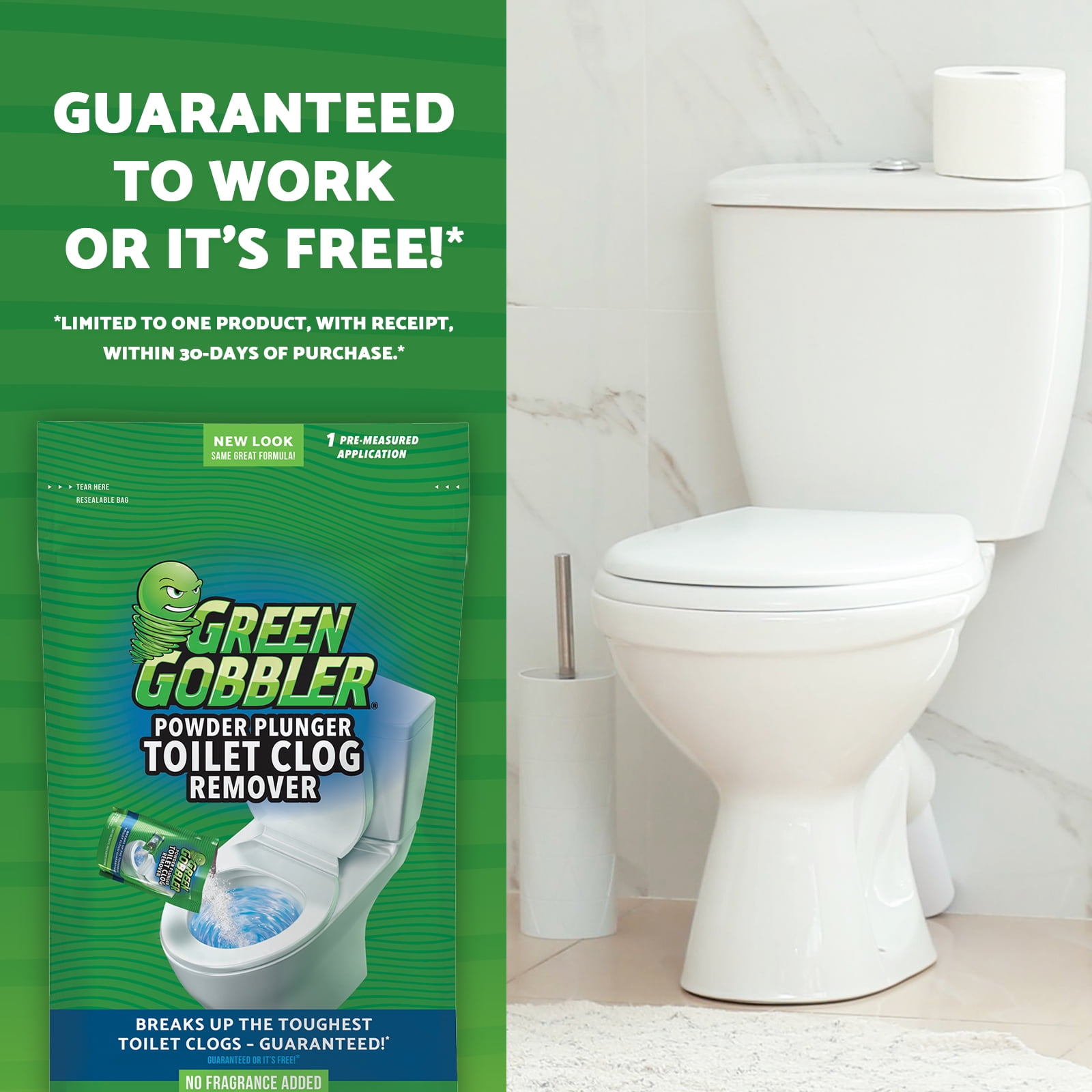 Green Gobbler POWDER PLUNGER Toilet Bowl Clog Remover - 2 Pack Net WT 16.5  oz
