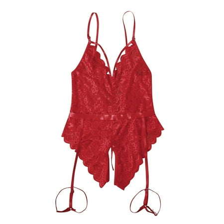 Strappy Sports Bras for Women Bra That Pulls s Together Women Deep V Lingerie Lace Teddy 1 Piece Mini Bodysuit