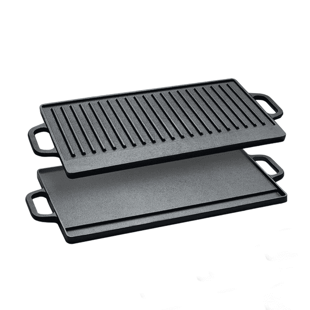 2-in-1 Parrilla Cuadrada Reversible De Hierro Fundido Negro Comal Sarten Cuadrada Reversible De Hierro Fundido 50x24 Cm