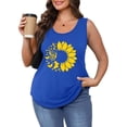 thumbnail image 6 of Tiqkatyck Women's 2025 Flowers Round Neck Sleeveless Shirts Casual Loose Vest Tank Tops Loose Fit T Shirt Trendy Summer Tops for Women 2025 Blue L, 6 of 7