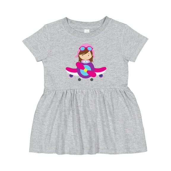 Inktastic Pilot Girl, Airplane, Plane, Flying, Brown Hair Girls Baby Dress