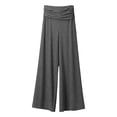 thumbnail image 6 of Pants for Women Coral Fold Over Yoga Pants Solid Wide Leg Loose Fit Ruched Waist Pants for Yoga Sports Everyday Yoga Pants Women, 6 of 8