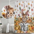 thumbnail image 5 of Thanksgiving Rabbit Shower Curtain, Waterproof Shower Curtains for Bathroom, Autumn Pumpkins Sunflowers Leaves Washable Fabric Bathtub Curtain Set Bath Decor with 12 Hooks Extra Long 72"x96", 5 of 8