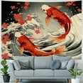 thumbnail image 4 of Shiartex Anime Japanese Yin Yang Koi Fish Wall Art Tapestries, Retro Asian Kanagawa Wave Cherry Blossom Sun Sunrise Sunset Floral Tapestry Wall Haning for Bedroom Dorm Home Decor 40x30inch, 4 of 6
