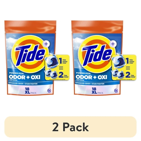 (2 pack) Tide Power PODS Laundry Detergent Soap Pacs with Odor Defense + Oxi, Original Scent, 18 Count