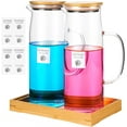 thumbnail image 1 of Glass Laundry Detergent Dispenser Set with Tray & Labels,50 Oz Refillable Containers for Laundry Room Organization and Detergent Storage Ideal for Both Powder & Liquid Detergent(Bamboo lid), 1 of 7
