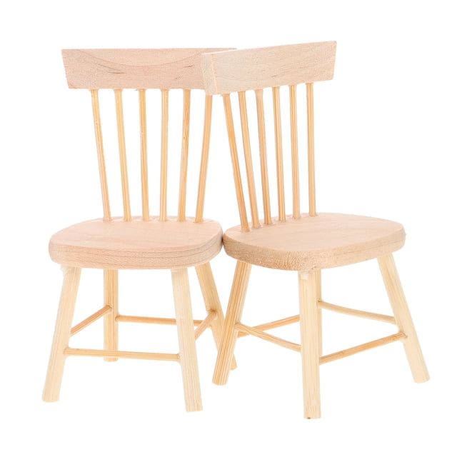 FELTECHELECTR 2 piezas de muebles pequeños para casa de muñecas, sillas de madera, accesorios fotográficos, adornos de madera