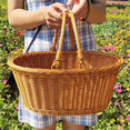 thumbnail image 2 of Cesta de picnic de ratán sintético hecha a mano con asa, cesta de almacenamiento tejida de mimbre para picnic y acampada, soporte para fruta al aire libre, 2 of 6