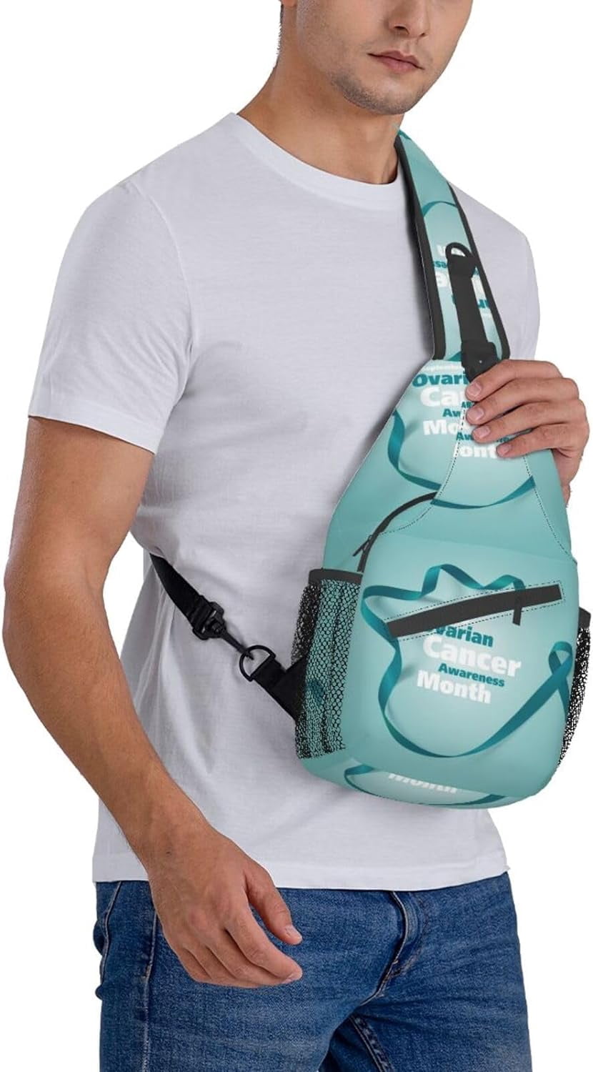 Ovarian Cancer Awareness Month Sling Bag Crossbody Hiking Travel Chest Bags Backpack Shoulder Daypack for Women Men