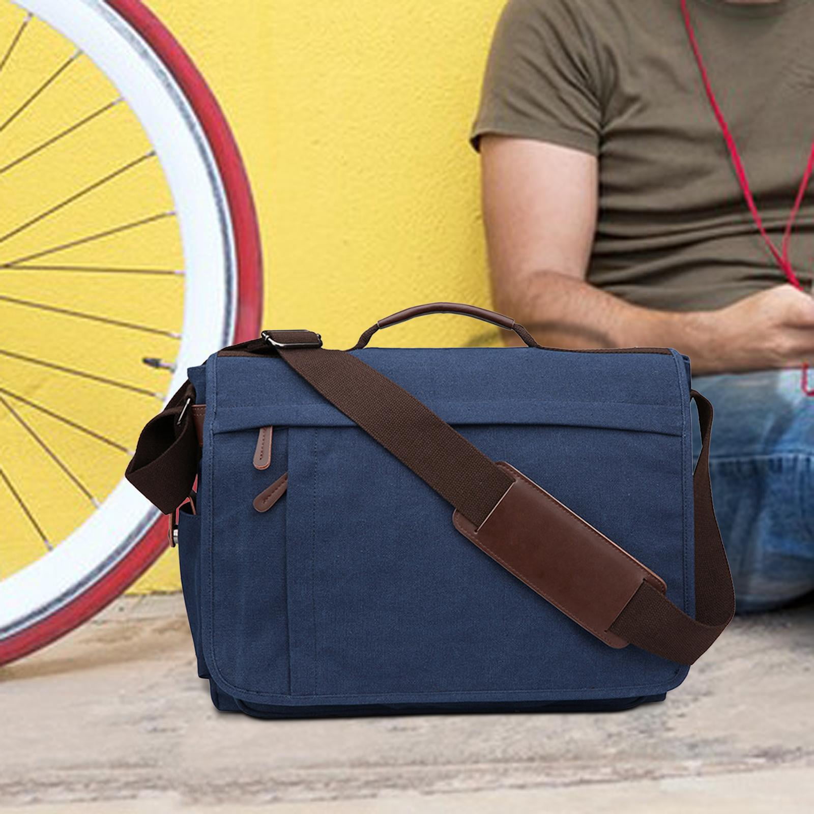 Wxqbjtam Business Briefcase Men Briefcase Satchel Wear Resistant Travelling Pouch Stylish Deep Blue