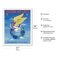 thumbnail image 2 of Air France - Eastern Air Lines - Deux Reseaux (Two Networks - One Single Ticket) - Vintage Airline Travel Poster by Plaquet c.1950 - Fine Art Matte Paper Print (Unframed) 11x14in, 2 of 4