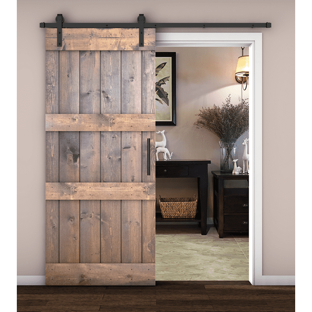Essencaliy 36in x84in Solid Wood Barn Door, MadeinUSA Farmhouse