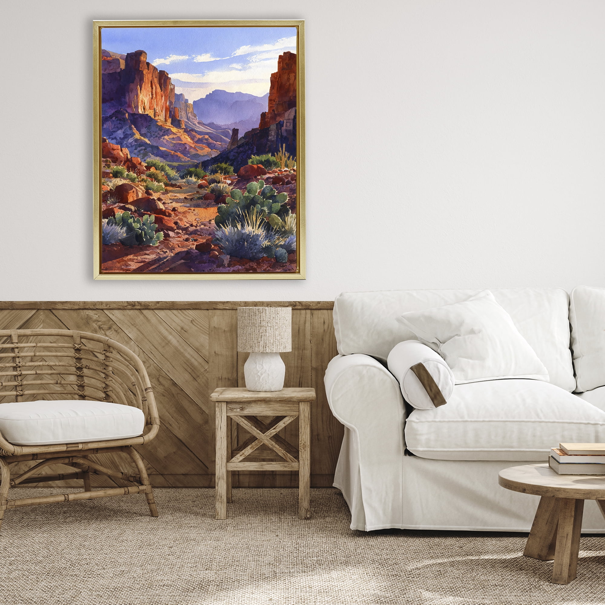 Stupell Industries Western Colors Earthy Desert Gold Framed Floater Canvas Wall Art, design by Franklyn Gregory