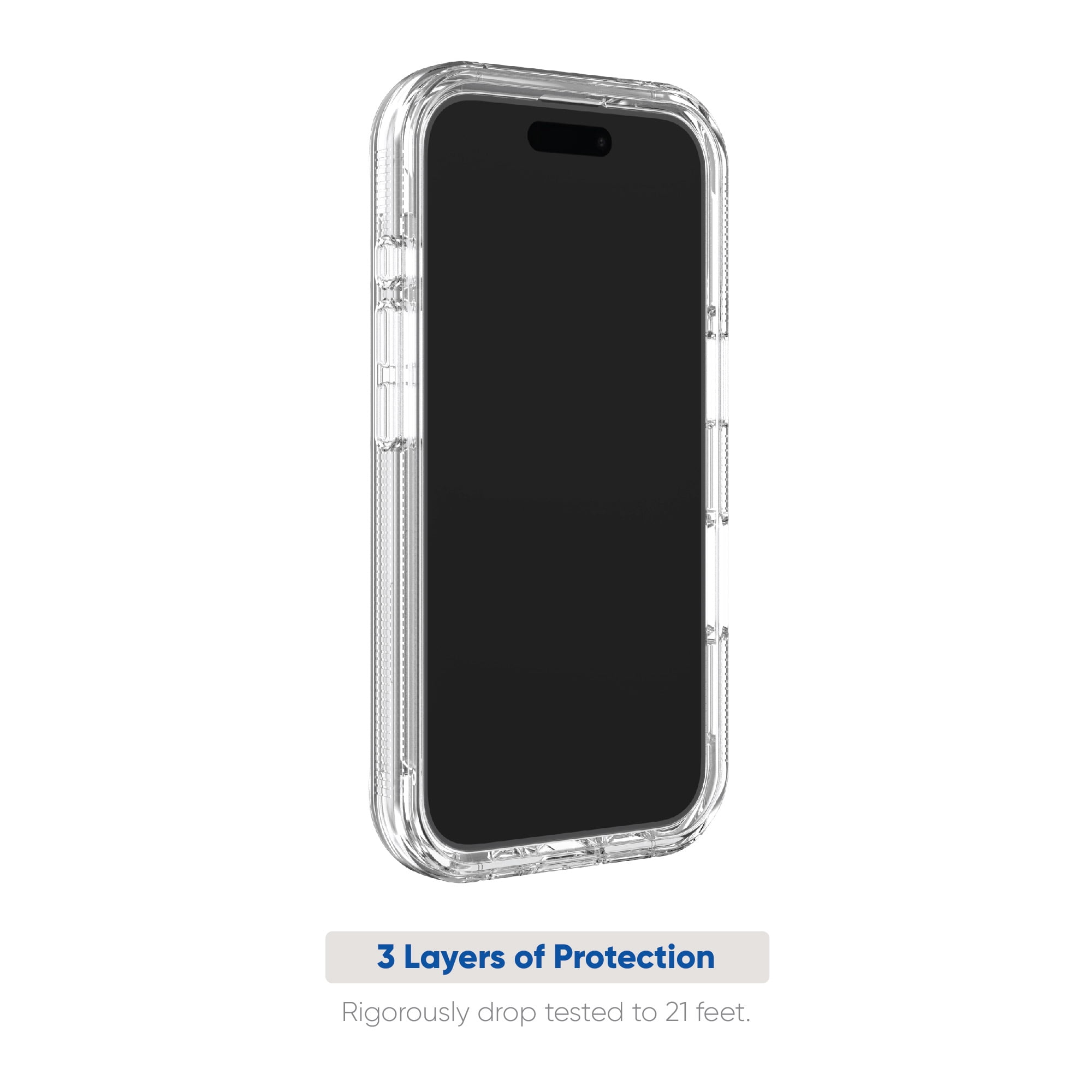 onn. Rugged Phone Case with Holster for iPhone 16 - Clear