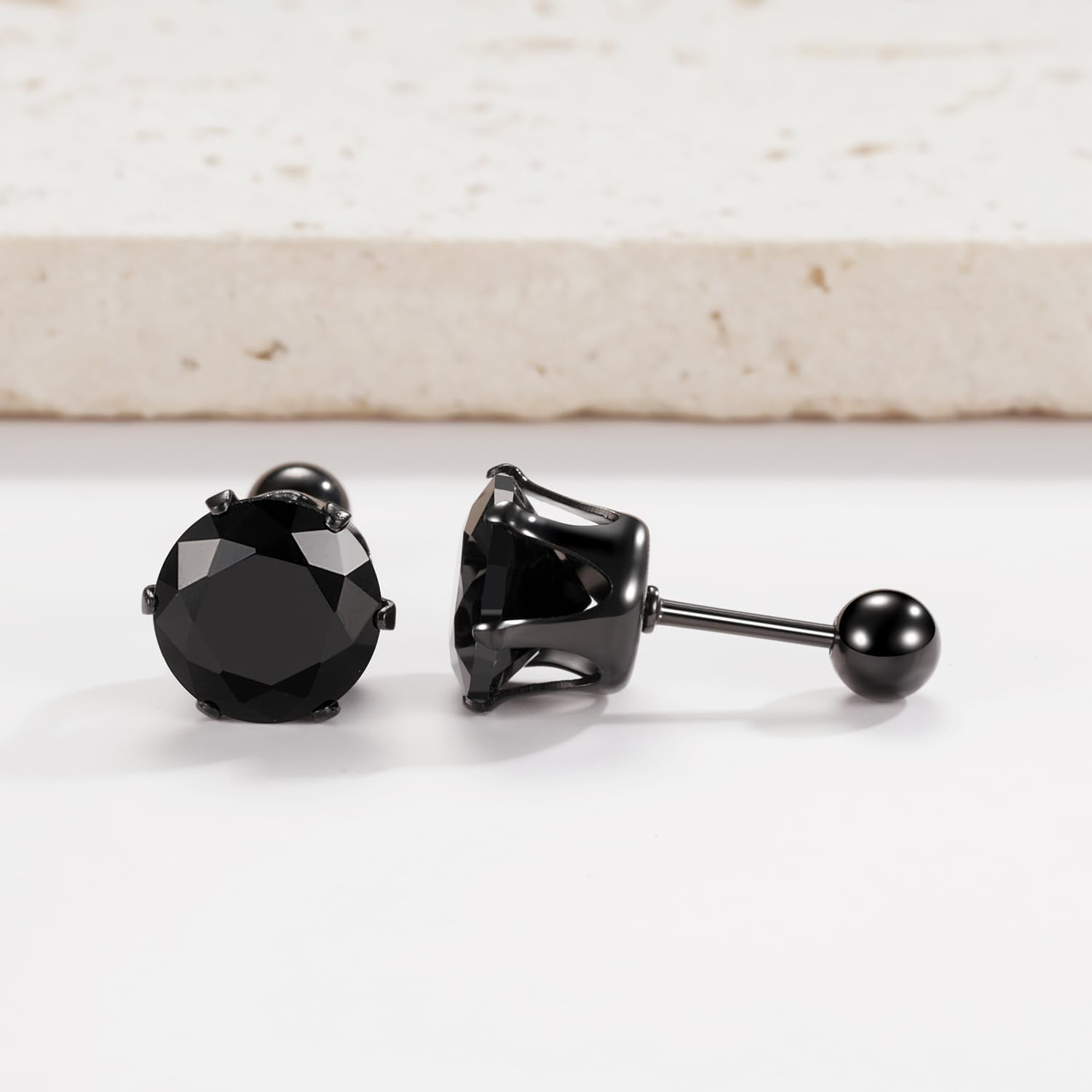 Noor Enterprises Mens Stainless Steel Black Piercing Pressing Screw Tops  Bali Stud Ear rings Combo Earing