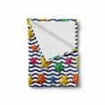 thumbnail image 2 of Nautical Soft Flannel Fleece Throw Blanket, 3D Colorful Stars and Blue Wavy Stripes Marine Theme Starfish Graphic Art, Cozy Plush for Indoor and Outdoor Use, 70" x 90", Multicolor, by Ambesonne, 2 of 6
