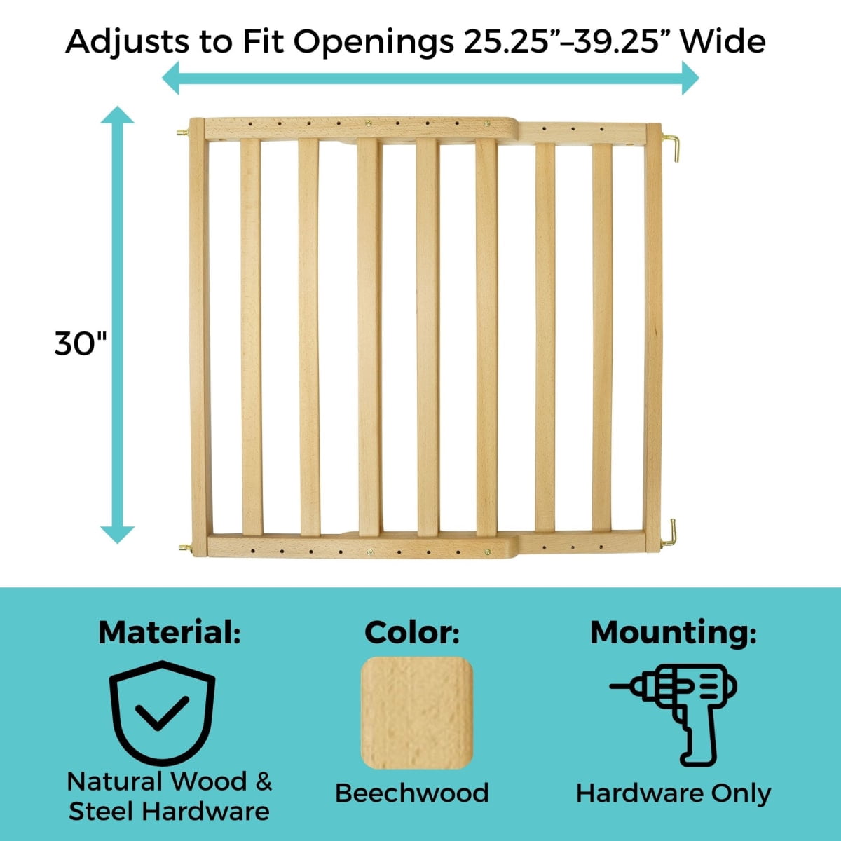 Toddleroo by North States LuxeCraft Wooden Baby Gate, Beechwood