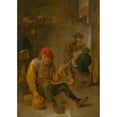 thumbnail image 2 of After David Teniers 11x14 Black Ornate Wood Framed Double Matted Museum Art Print Titled: Smoking Peasants (Pipe Smokers) (1650-1700), 2 of 5