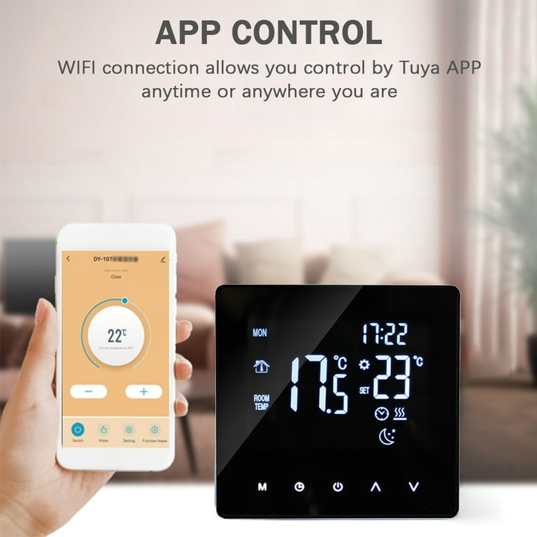 WiFi Smart Boiler Thermostat with RGB Colorful LCD Display Intelligent Thermostat Indoor Constant Controller Digital Programmable Thermostat, Size: US