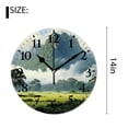 thumbnail image 2 of 14 Inch Wall Clock Battery Operated Silent Clock Decorative for Office, Kitchen, Outdoor, Living Room，Landscape Nature Scene in Green Tones with Mountains and Trees Art, 2 of 4