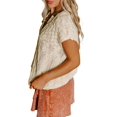 thumbnail image 2 of Women's Hollow Out Textured V Neck Loose Short Sleeve Knit Casual Top Summer Going Out Outfits Color S, 2 of 10