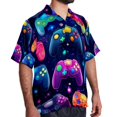thumbnail image 2 of Game Controller Men's Short Sleeve Casual Printed Button Down Beach Shirt Summer Unisex Top, 2 of 6