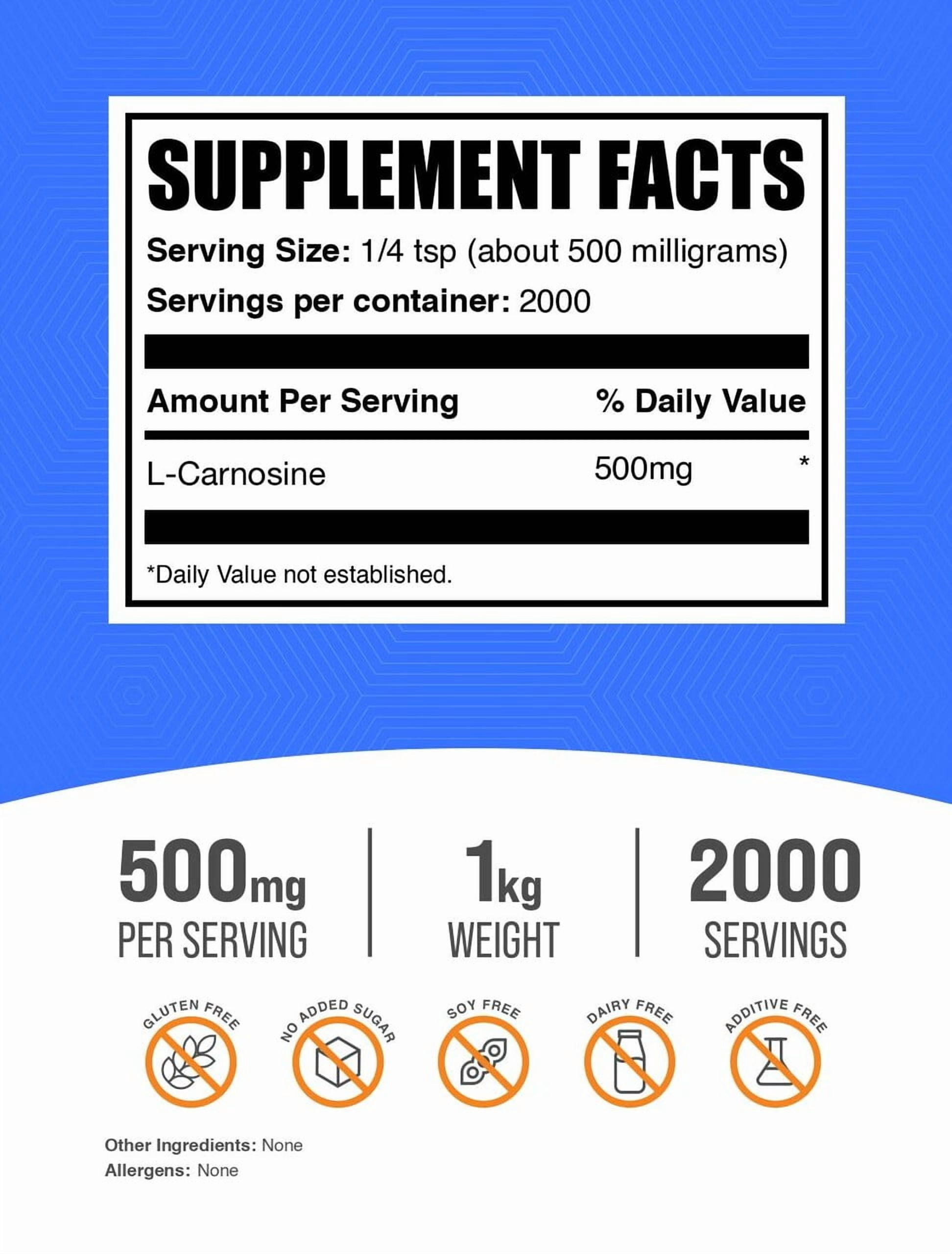 BulkSupplements L-Carnosine Powder - 1 Kilogram (2.2 lbs)