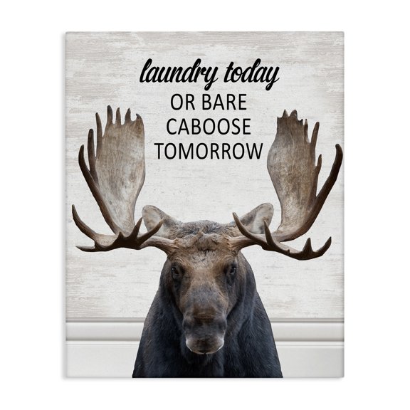 Stupell Industries Laundry Today Bare Caboose Tomorrow Quotes and Sayings Painting Wrapped Canvas Canvas Art Print Wall Art, 16 x 20