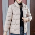 thumbnail image 5 of Zedker Puffer Jacket Womens Winter Warm Zip Up Soft Casual Outerwear Coat,Plus Size Beige XXL, 5 of 5